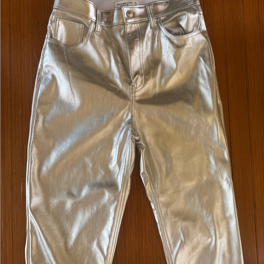 Abercrombie & Fitch Curve Love Shimmering Silver Pants